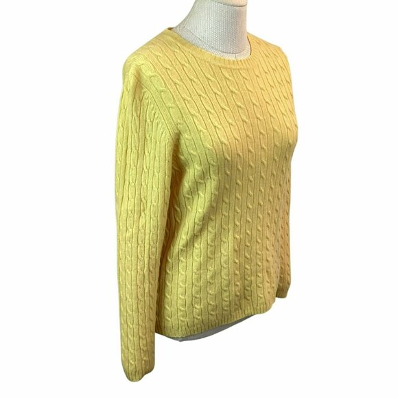 L.L. Bean Lambs Wool Womens Small Cable Knit Sweater Yellow - Picture 5 of 9